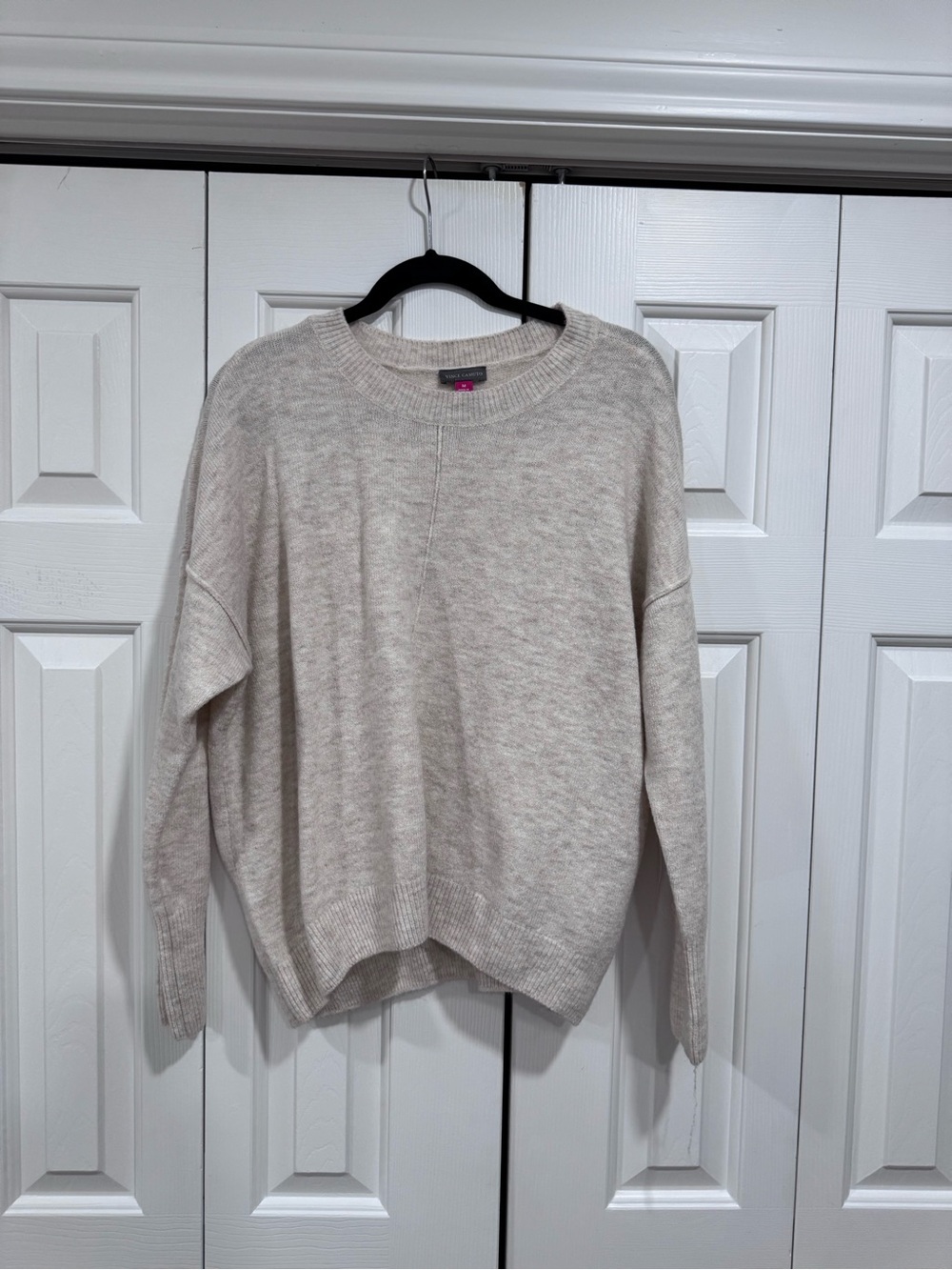 Vince Camuto Neutral Cream Crewneck Sweater